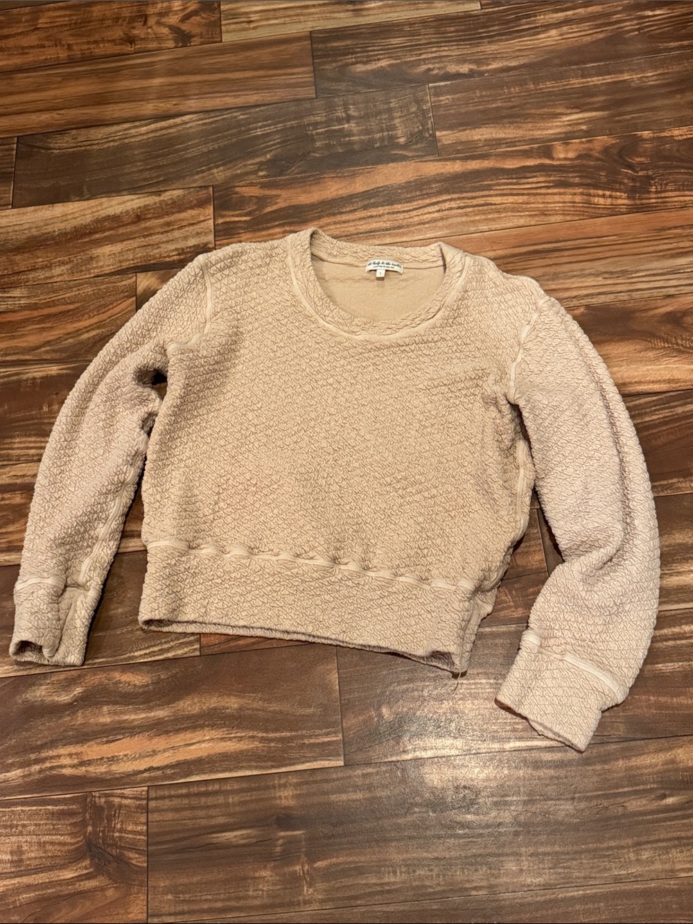Women's Textured Crewneck Sweater in Light Beige